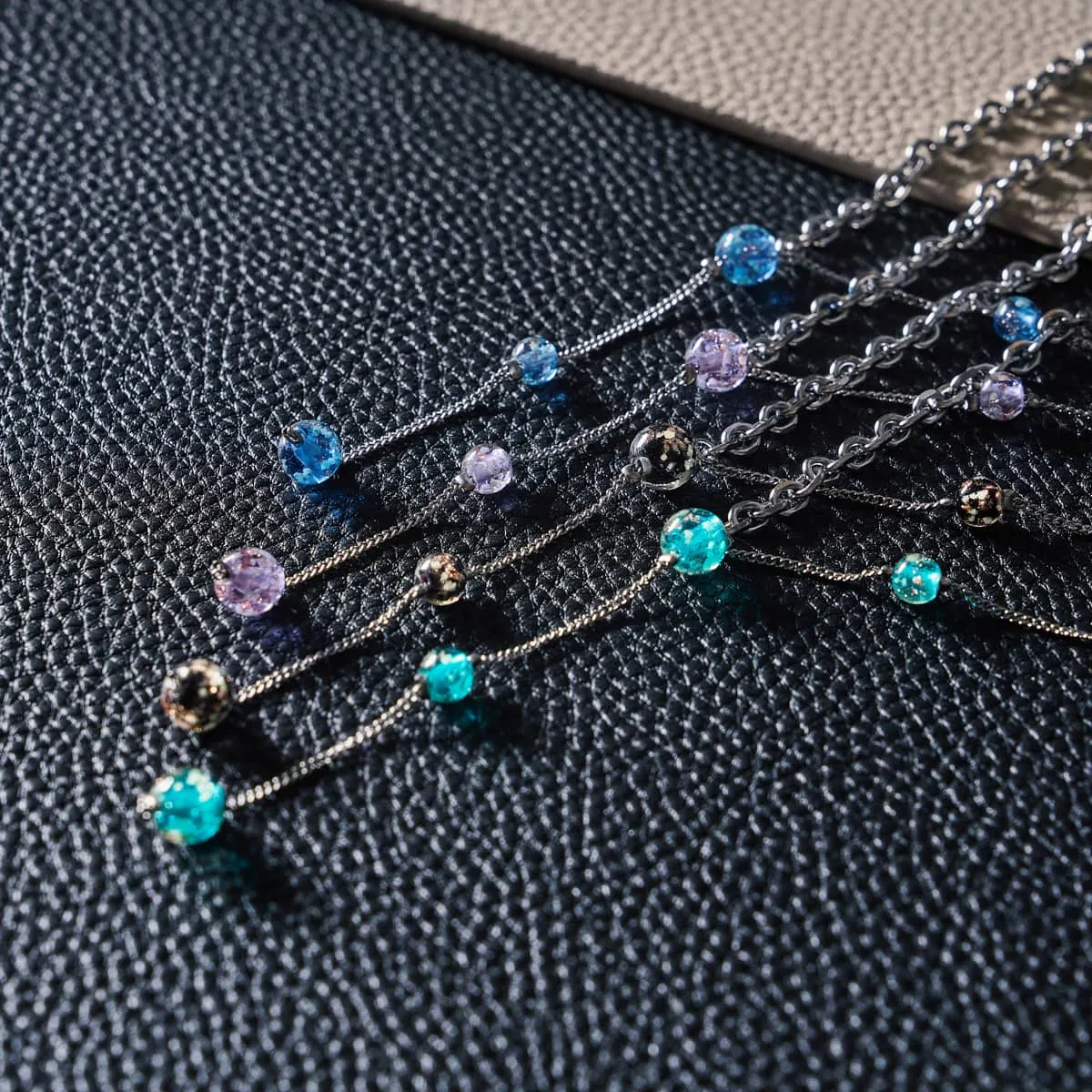 Obsidian | Silver | Firefly Glass Cascade Double Pendant