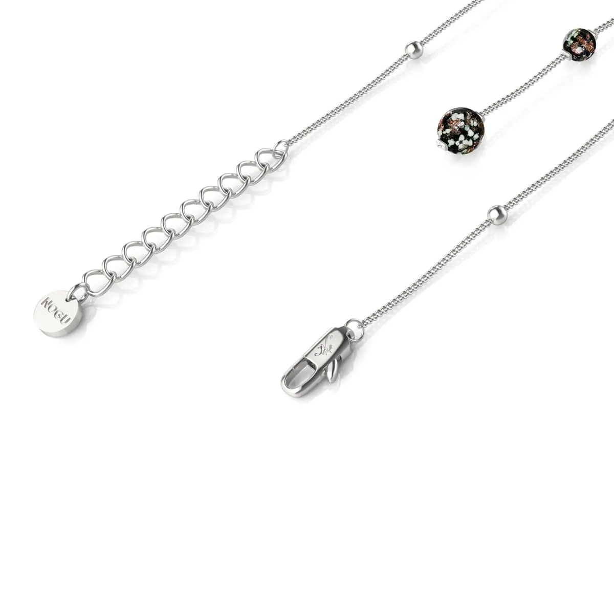 Obsidian | Silver | Firefly Glass Cascade Double Pendant