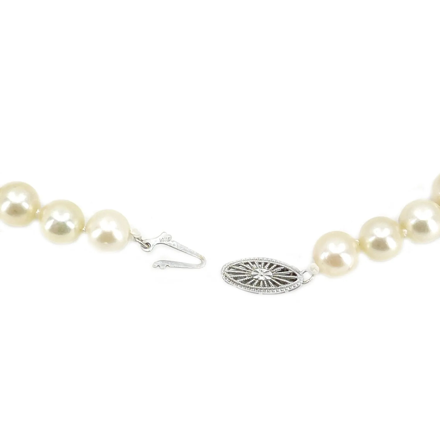 Opera Filigree Japanese Cultured Akoya Pearl Strand - 14K White Gold 30 Inch