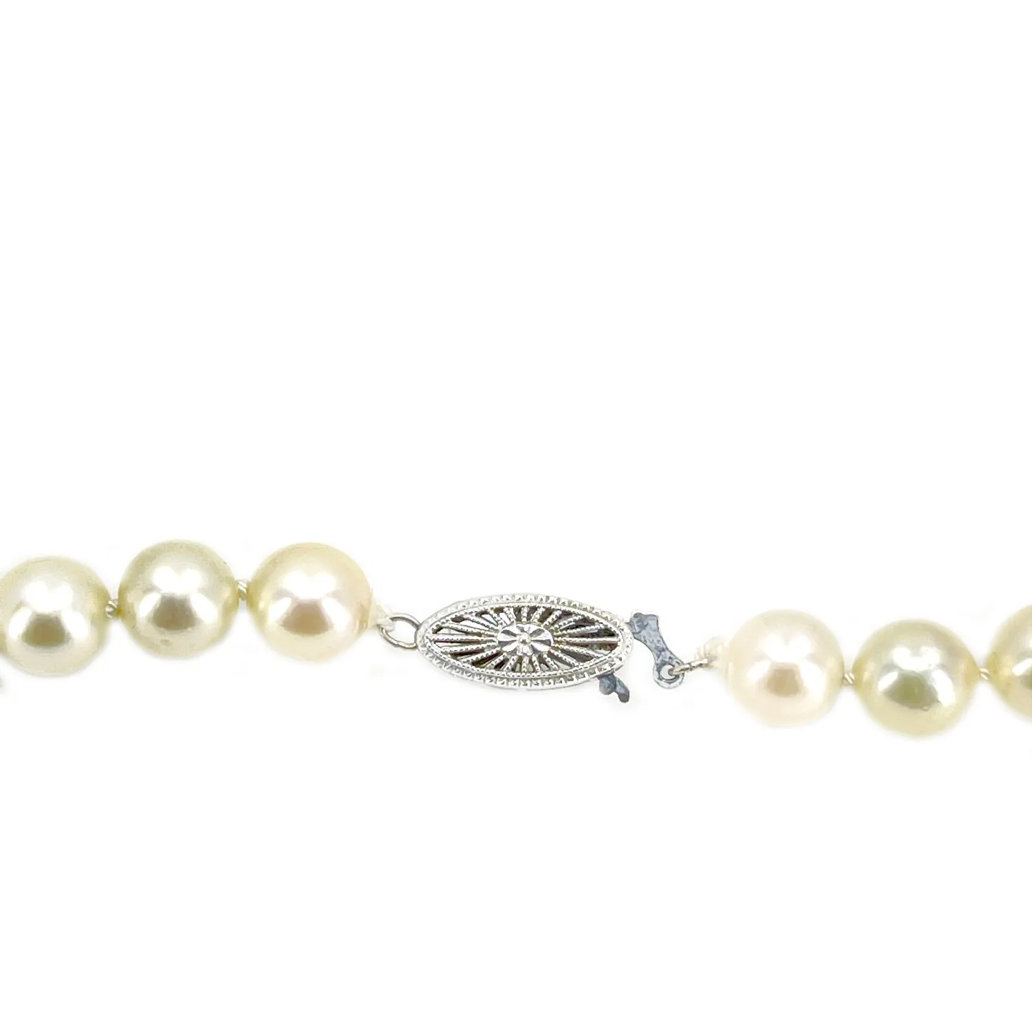 Opera Filigree Japanese Cultured Akoya Pearl Strand - 14K White Gold 30 Inch