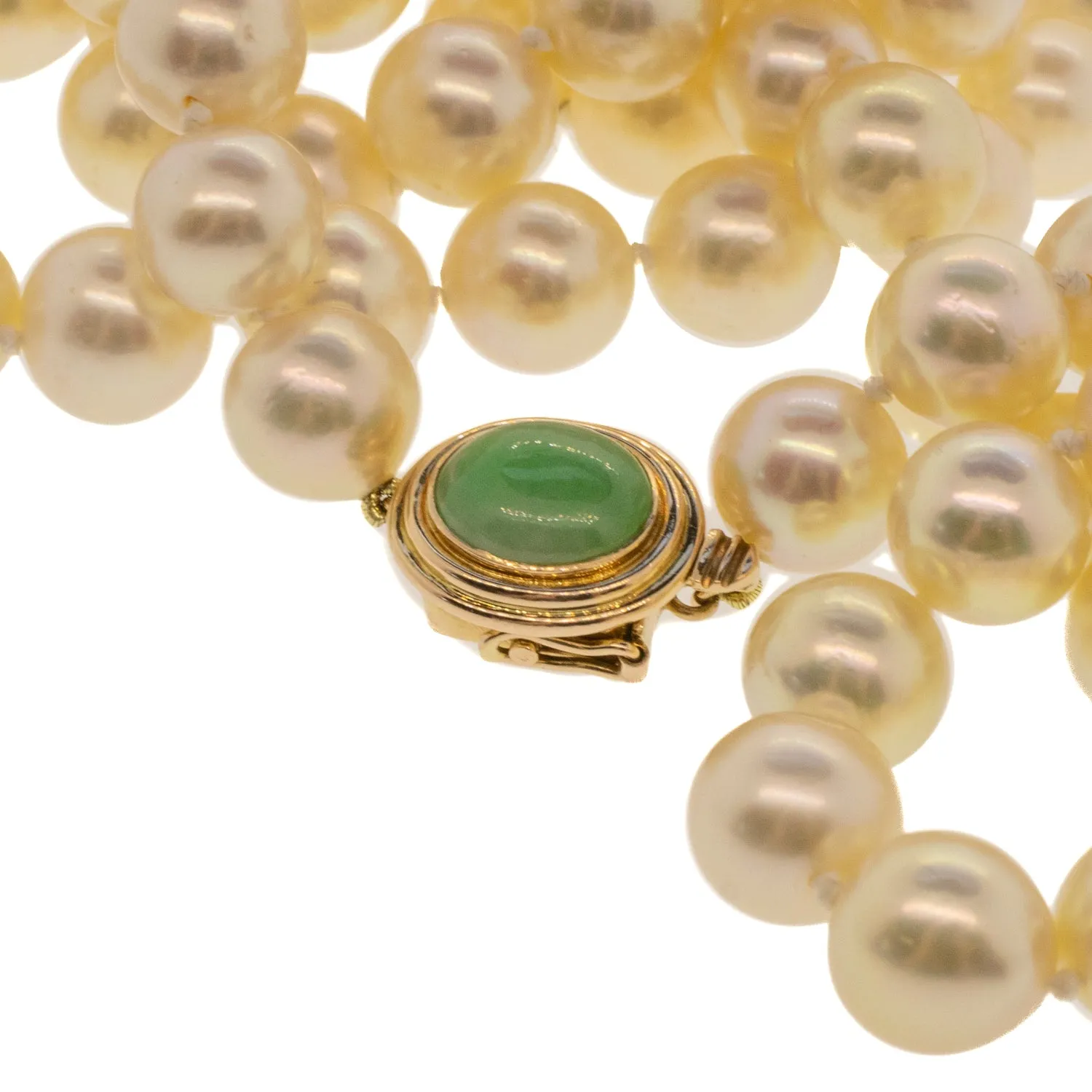 Opera Length Akoya Pearl Strand with Jadeite Clasp