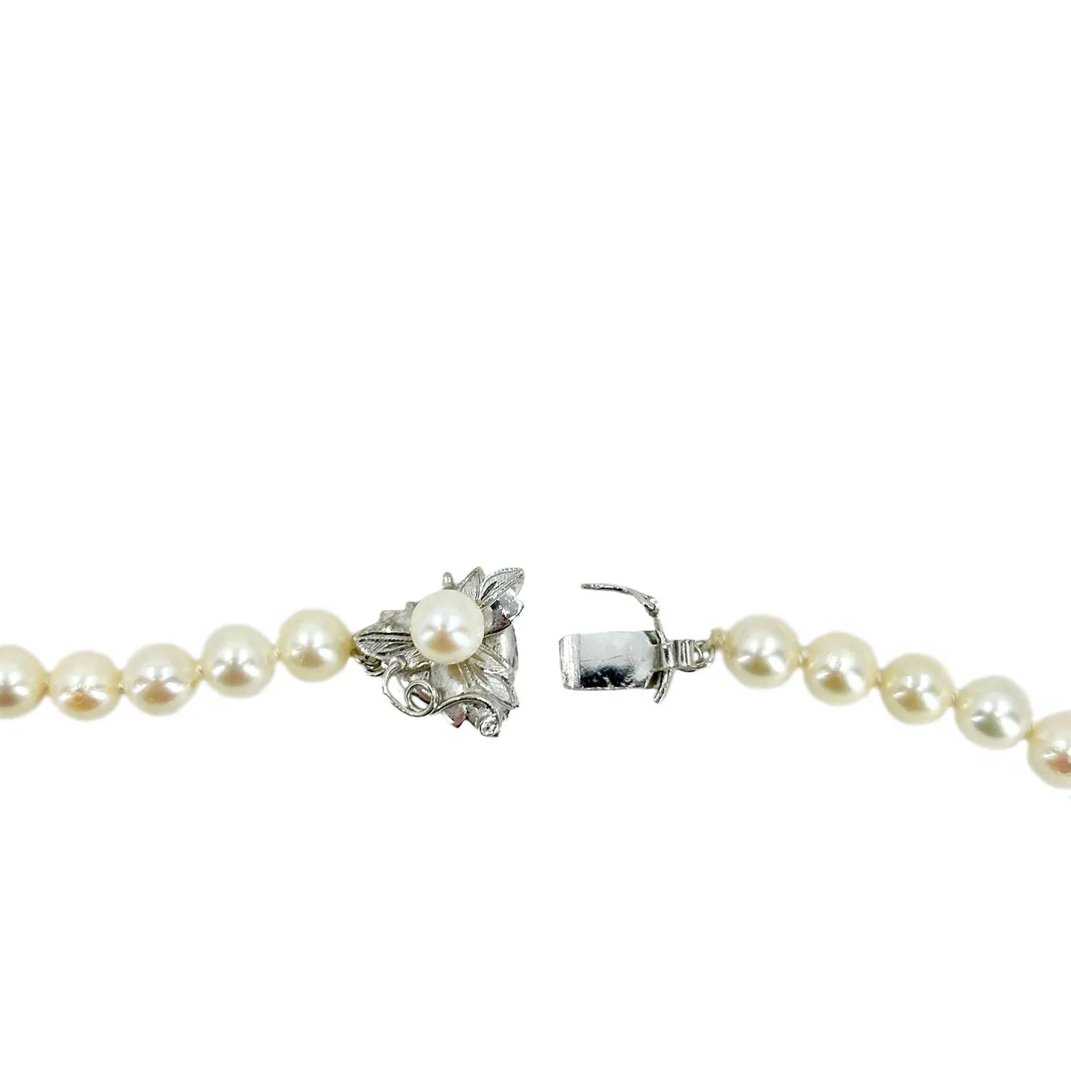 Opera Length Mid-Century Japanese Saltwater Cultured Akoya Pearl Vintage Necklace - Sterling Silver 33 Inch
