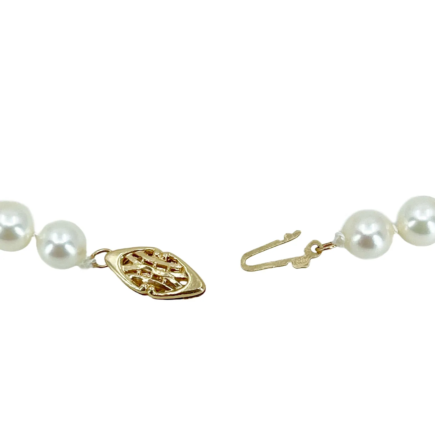 Opera Length Vintage Saltwater Japanese Cultured Akoya Pearl Necklace Strand - 14K White Gold 29.50 Inch
