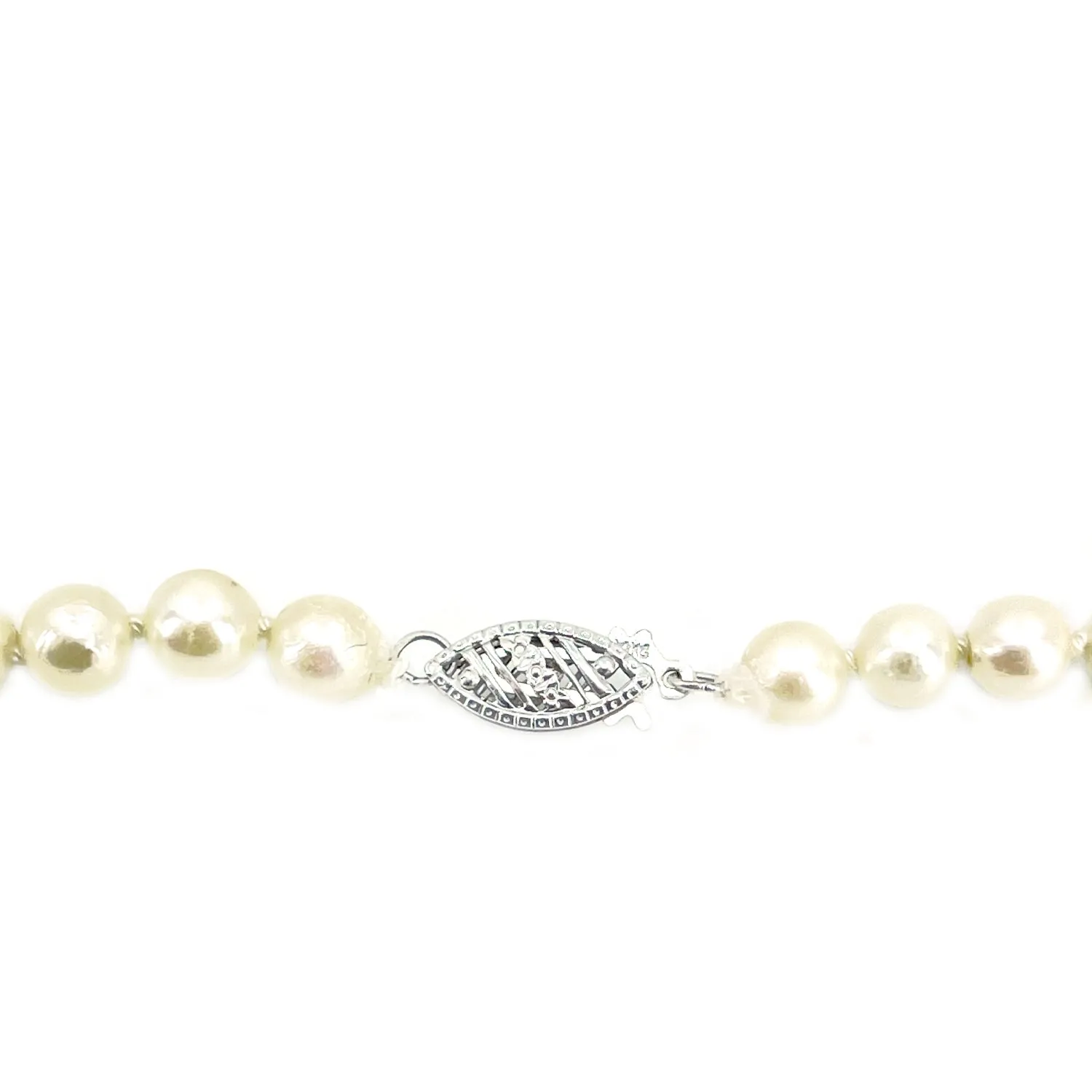 Opera Length Vintage Saltwater Japanese Cultured Akoya Pearl Strand - 14K White Gold 30 Inch
