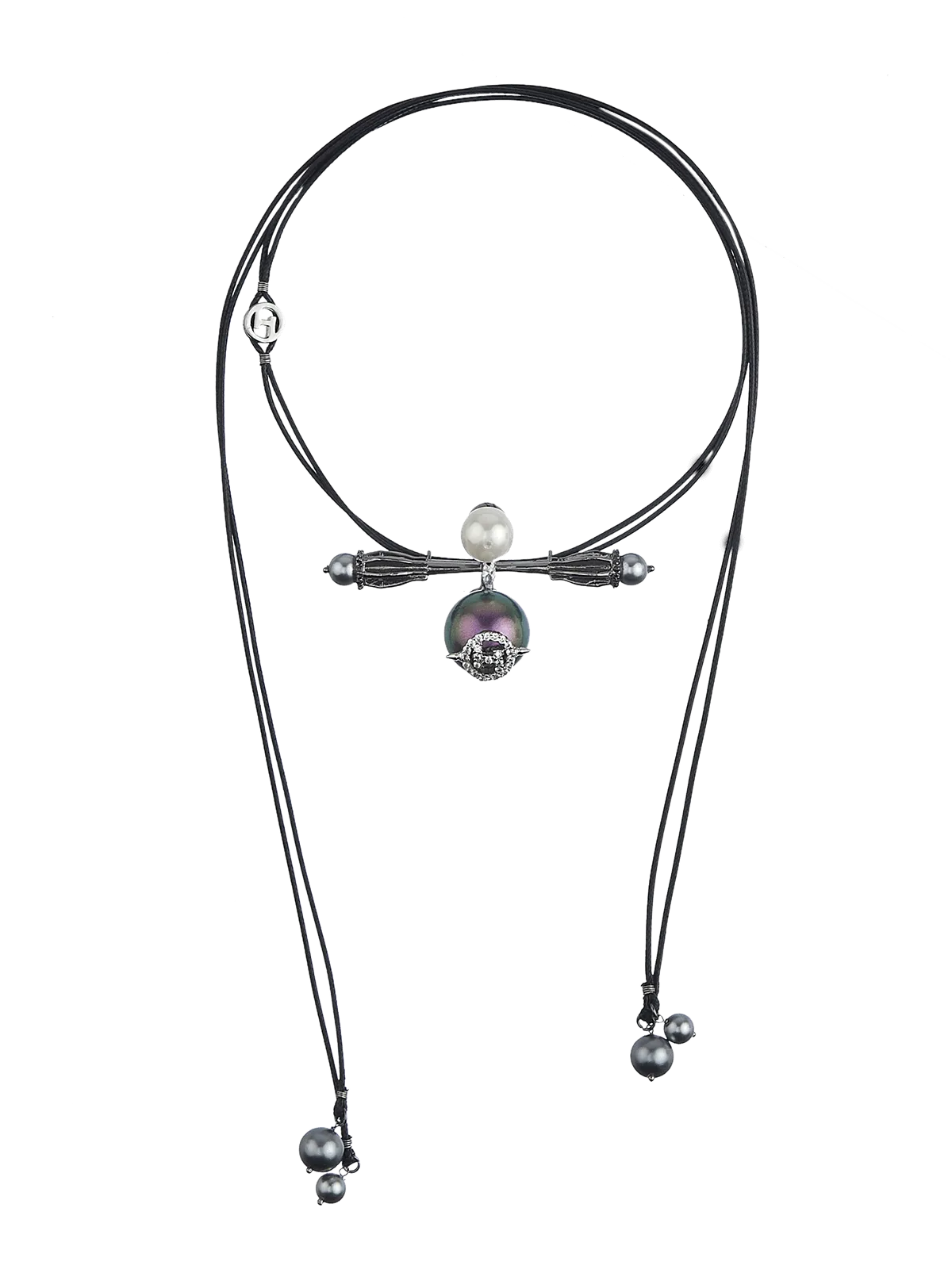 Outhouse   I    OH Celeste Afton Iridescent Cosmos Hair Tie Gunmetal New OHAW19HT011