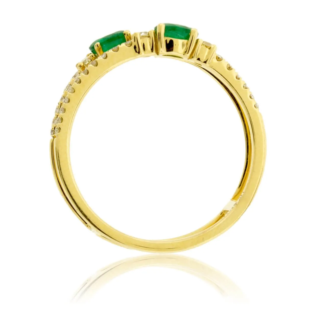 Oval Emerald and Diamond Double Band