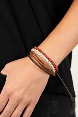 Paparazzi - Woodsy Wayfarer - Red Bracelet
