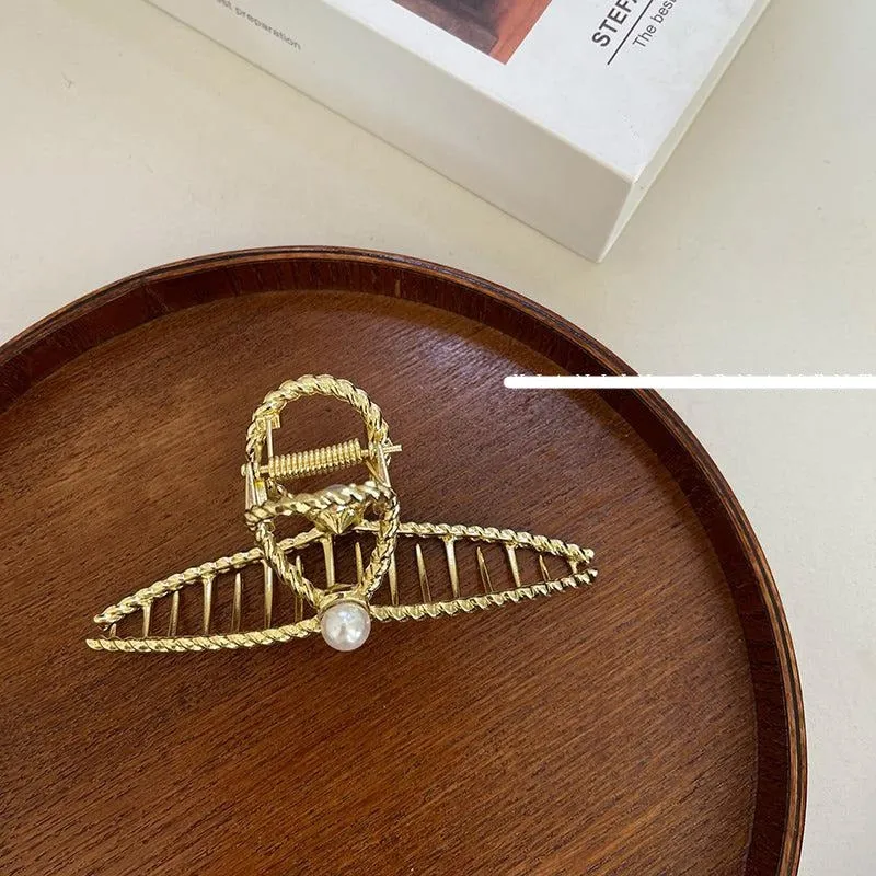 Pearl Metal Hair Claw Clip
