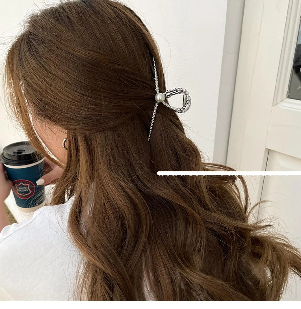 Pearl Metal Hair Claw Clip