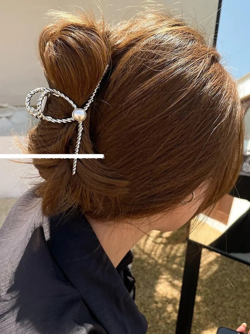 Pearl Metal Hair Claw Clip
