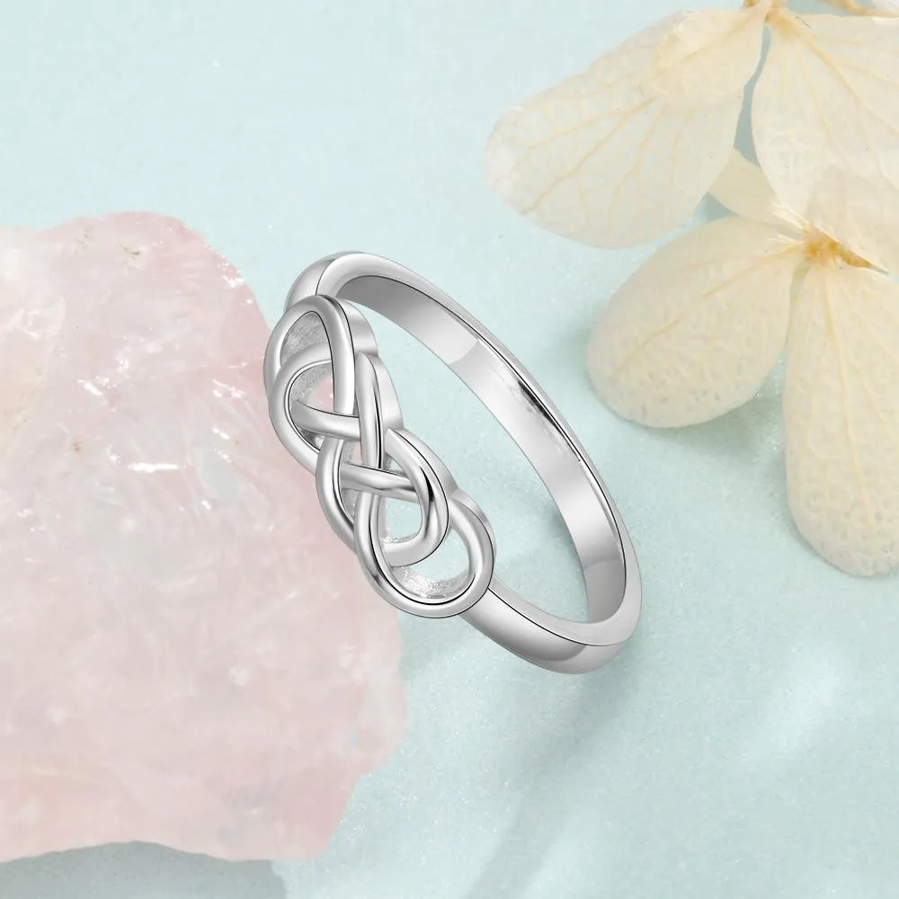 Personalized Copper Engraved Names Rings for Women – Braided Knot – Fashion Jewelry Gift