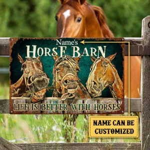Personalized Horse Barn Classic Metal Sign