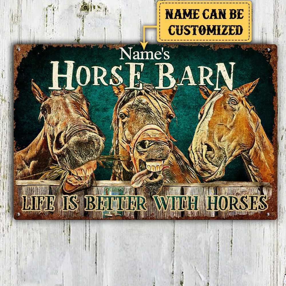 Personalized Horse Barn Classic Metal Sign
