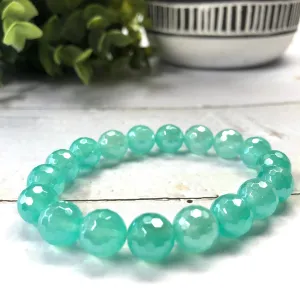 Plated Jade Bracelet- Aqua Jade