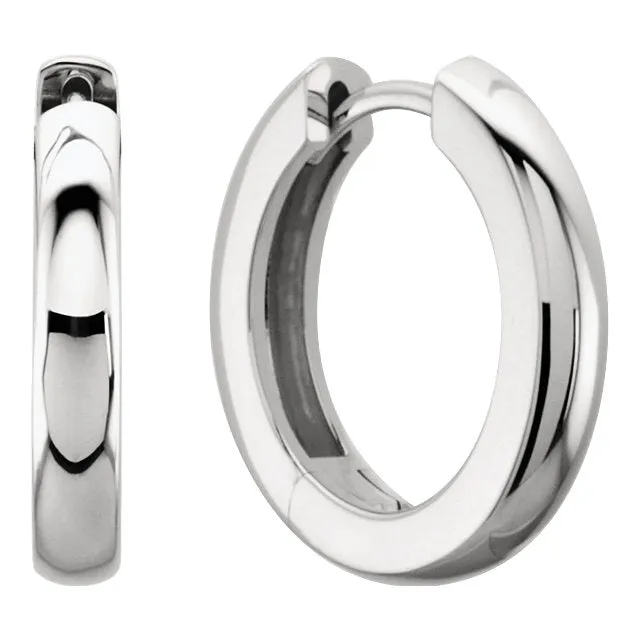 Platinum 11.5mm Hinged Hoop Earrings