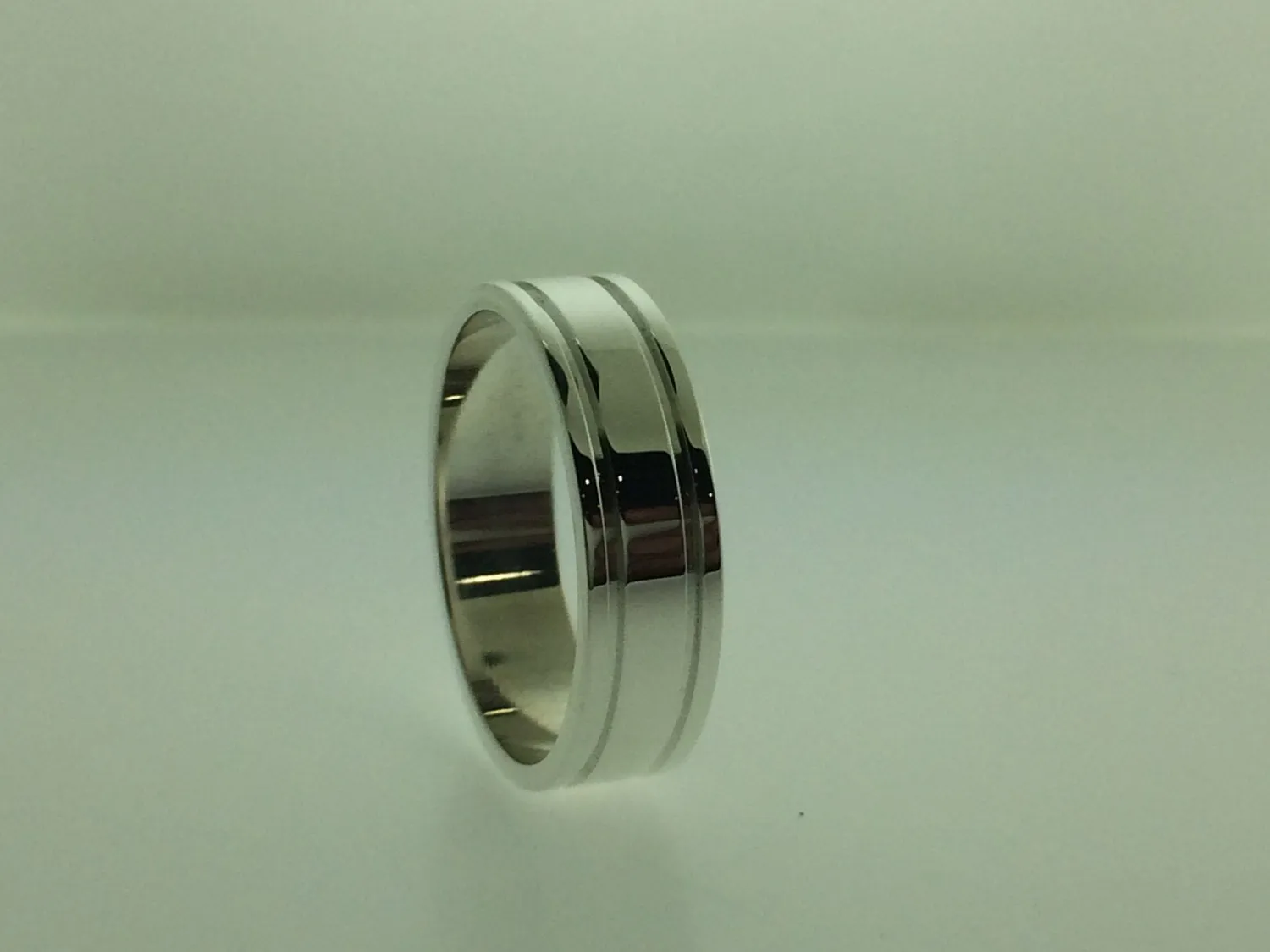 Polished Sterling Silver 6mm Double Groove Wedding Band