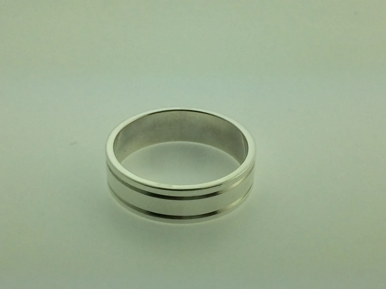 Polished Sterling Silver 6mm Double Groove Wedding Band