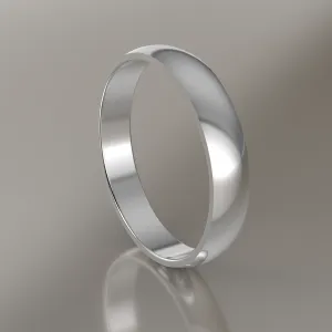 Polished White Gold 4mm Domed Wedding Band