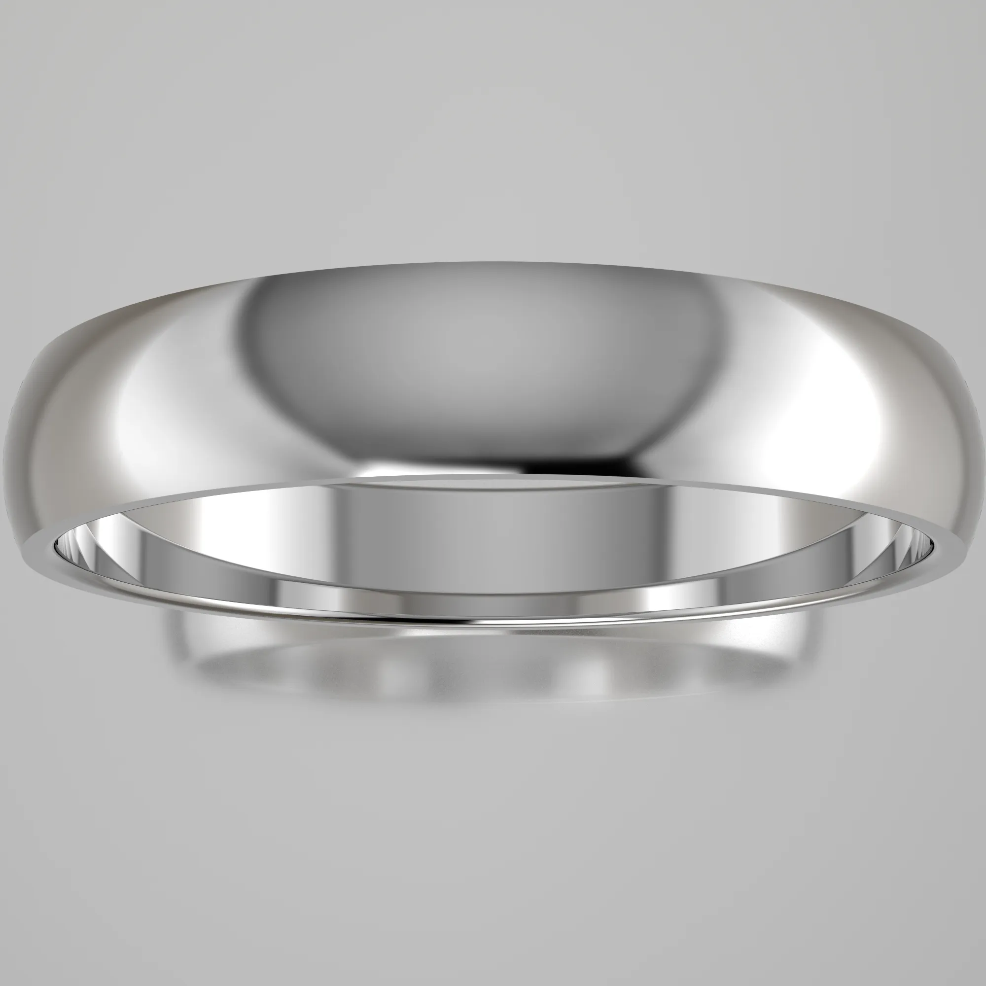Polished White Gold 4mm Domed Wedding Band