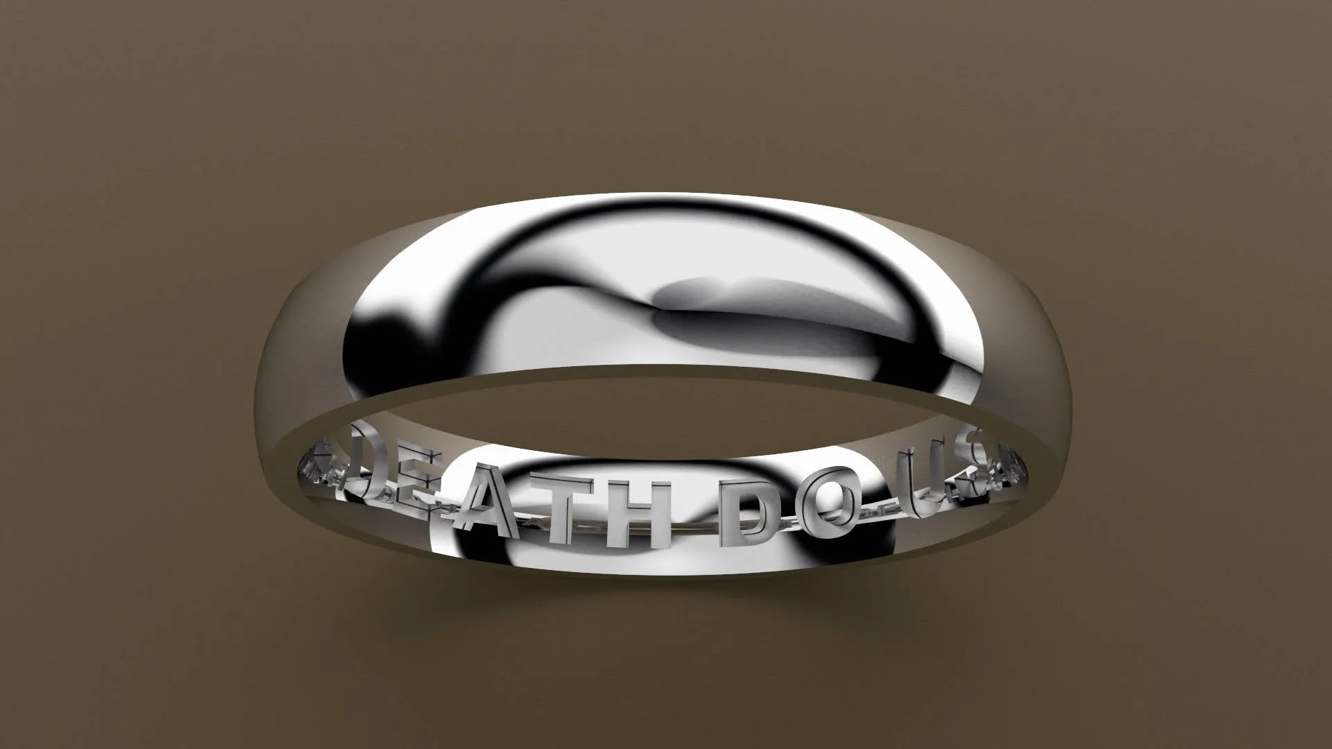 Polished White Gold 4mm Interior Message Wedding Band