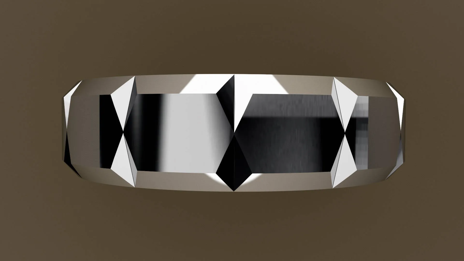 Polished White Gold 6mm Beveled Edge Faceted Wedding Band