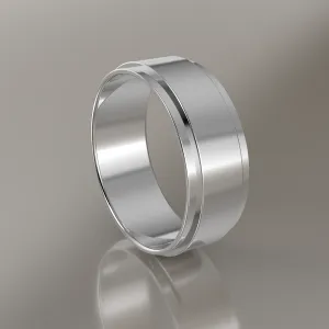 Polished White Gold 7mm Step Edge Wedding Band