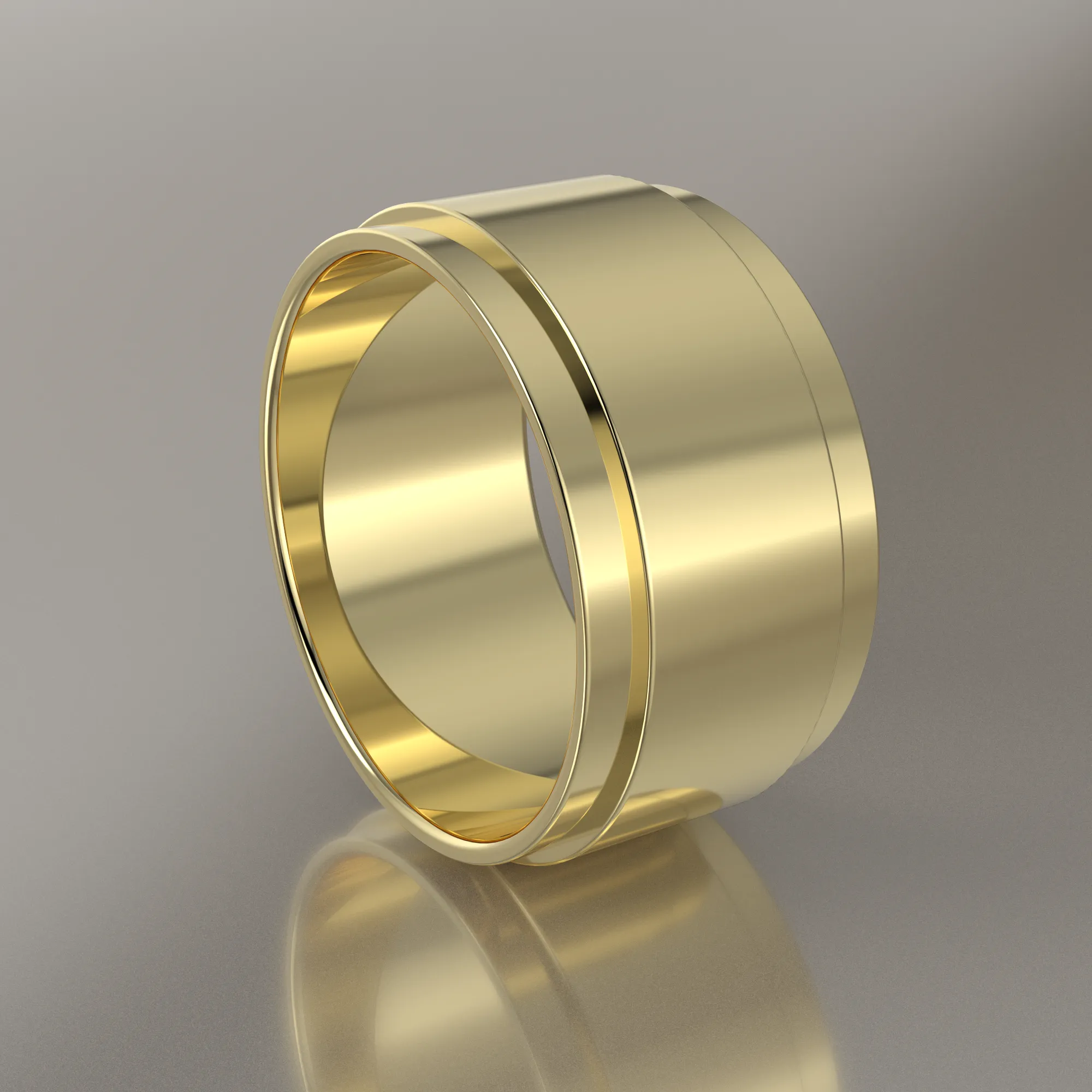 Polished Yellow Gold 10mm Step Edge Wedding Band