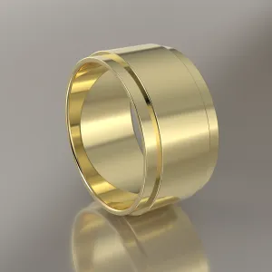 Polished Yellow Gold 10mm Step Edge Wedding Band
