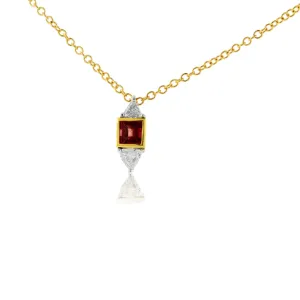 Rare Red Emerald & Diamond Classic Style Pendant