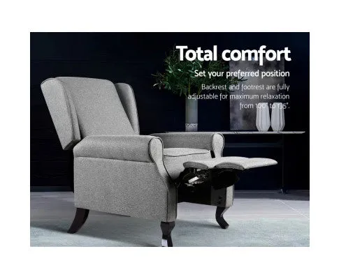 Recliner Chair Luxury Lounge Armchair Single Sofa Couch Fabric Grey
