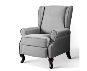 Recliner Chair Luxury Lounge Armchair Single Sofa Couch Fabric Grey