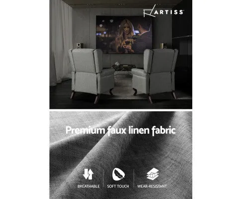 Recliner Chair Luxury Lounge Armchair Single Sofa Couch Fabric Grey