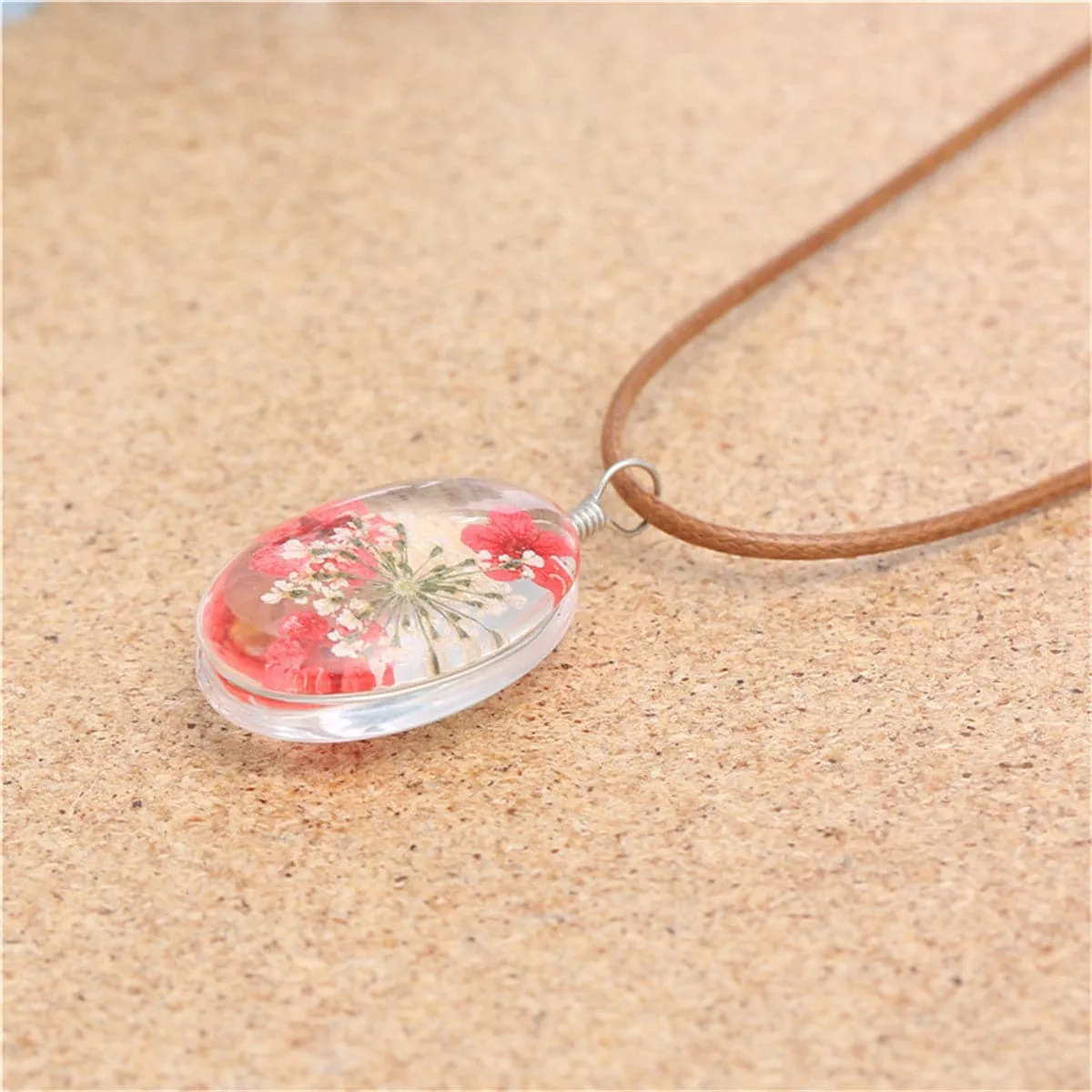 Red Peach Blossom Pendant Necklace