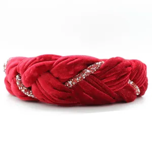Red Velvet and Rhinestones Headband