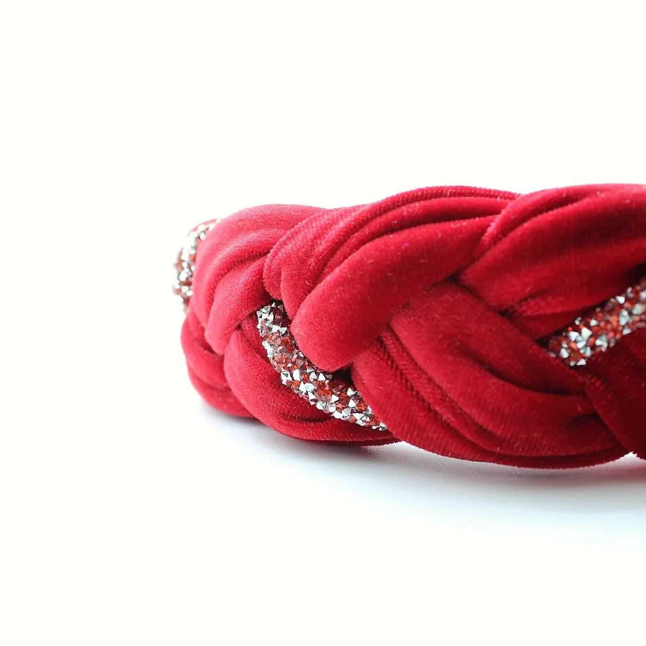 Red Velvet and Rhinestones Headband