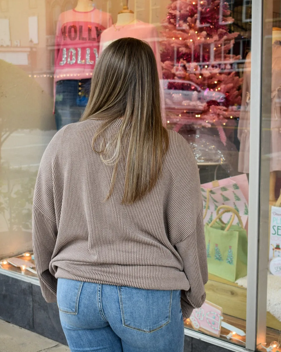 RESTOCKED - TEXAS RIB CORD SWEATSHIRT - MOCHA