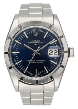 Rolex Date 1501 Blue Dial Steel Vintage Mens Watch