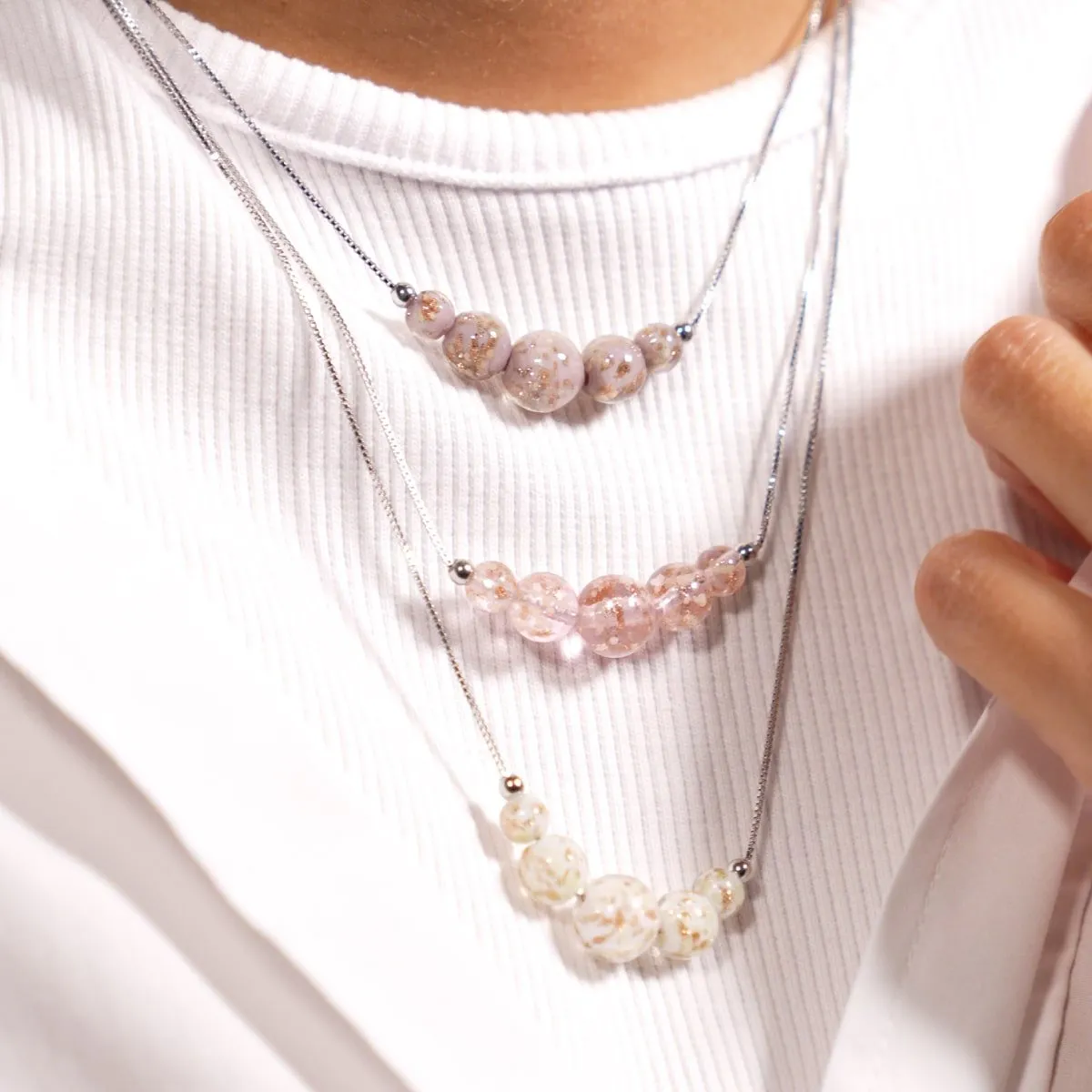 Rosewater | .925 Sterling Silver | Firefly Glass Infinity Clasp Necklace