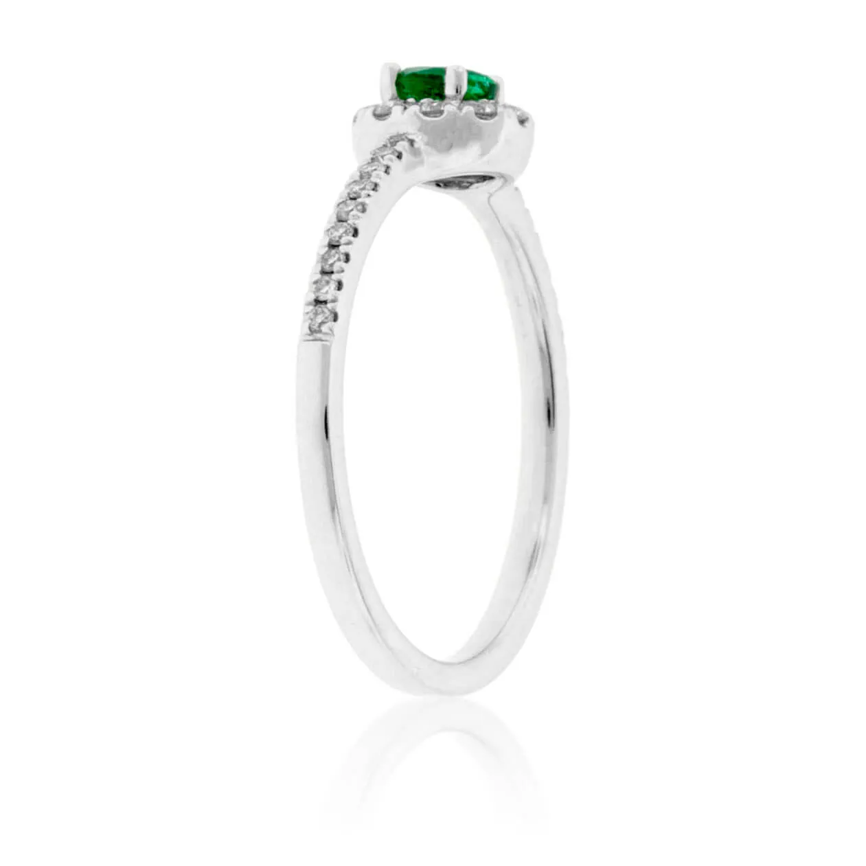 Round Emerald & Diamond Halo Ring