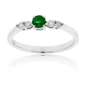 Round Emerald and Diamond Accented Band