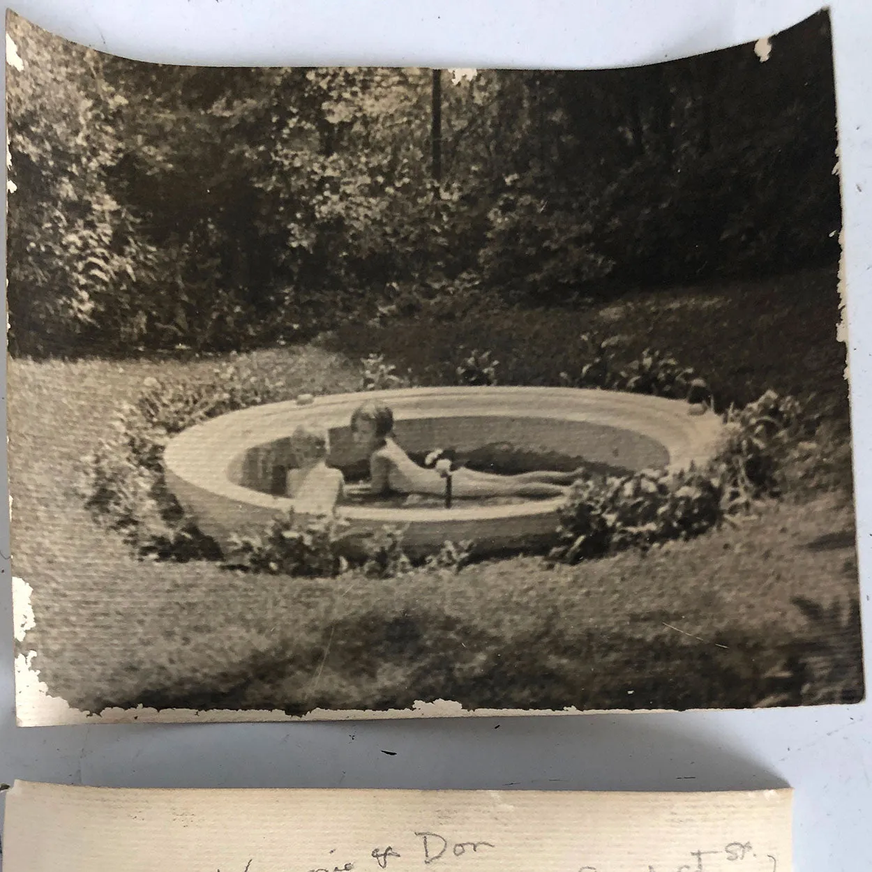 Signed American SB Cast Bronze Sculpture, Two Siblings in a Wading Pool