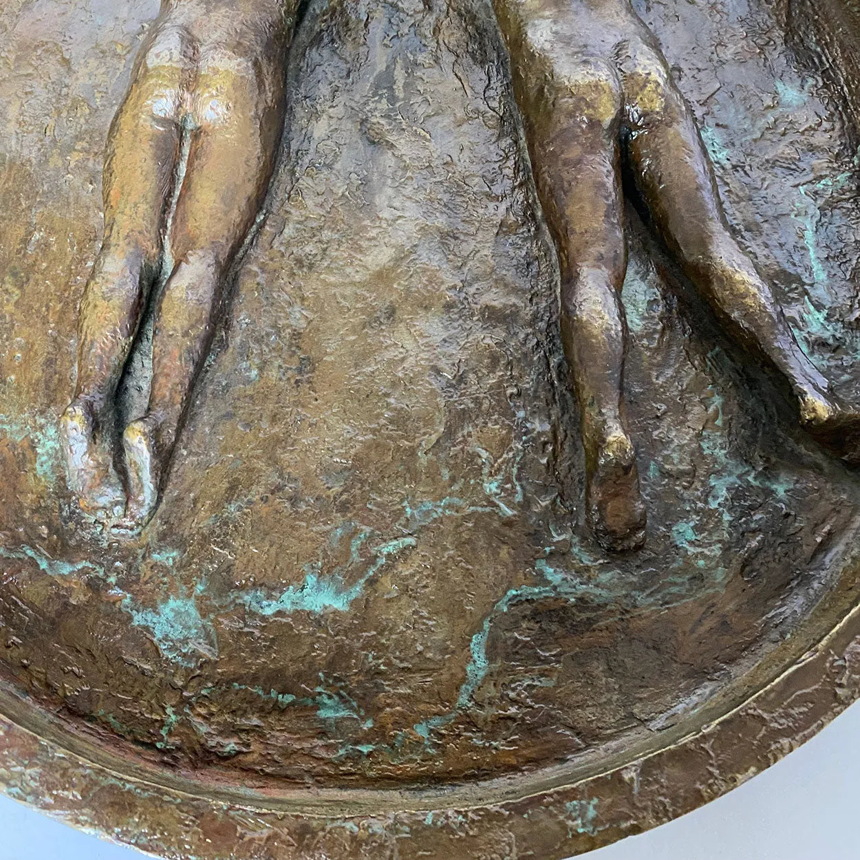 Signed American SB Cast Bronze Sculpture, Two Siblings in a Wading Pool