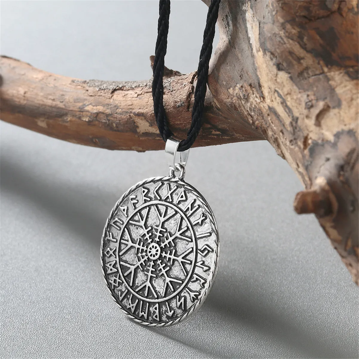 Silver-Plated Compass Pendant Necklace