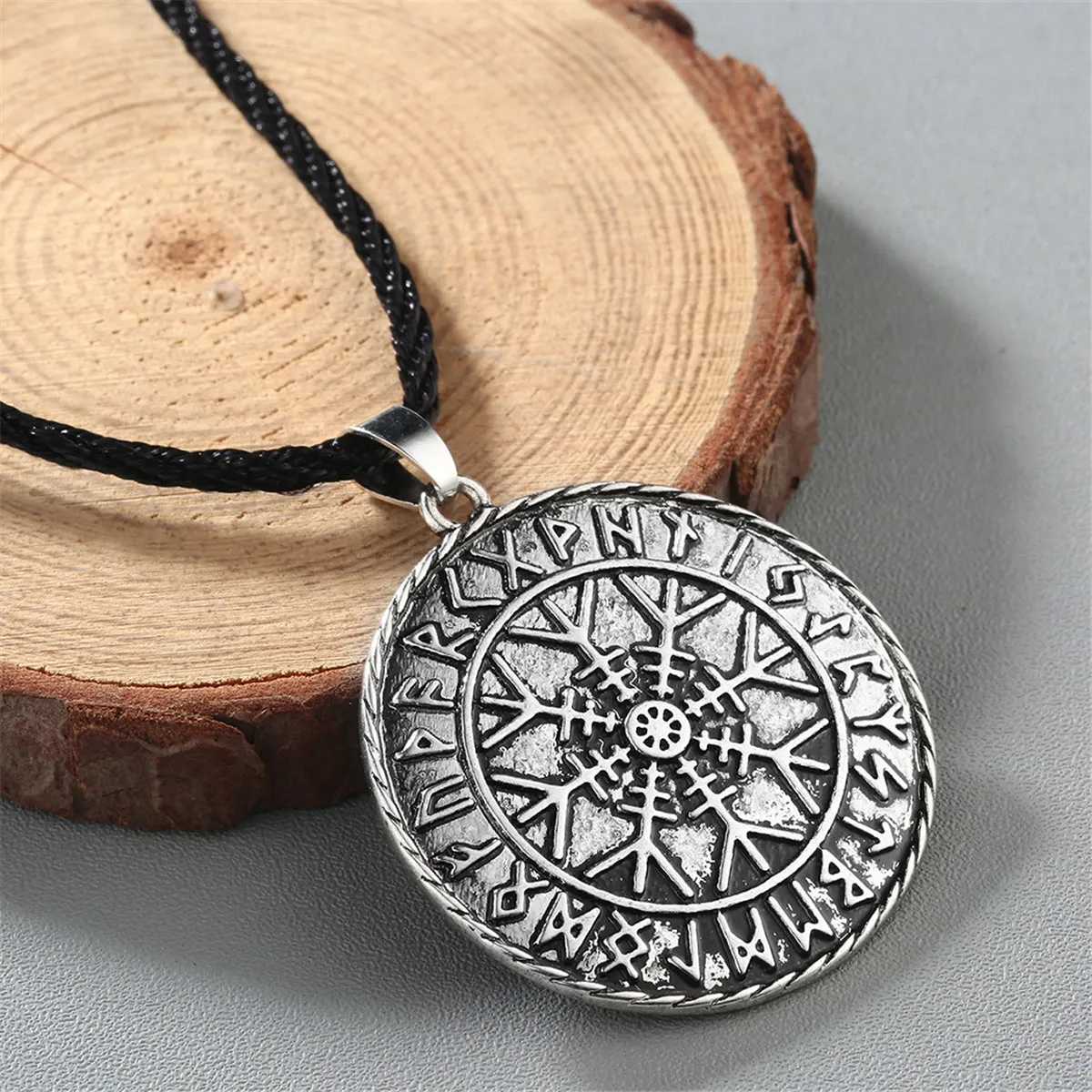 Silver-Plated Compass Pendant Necklace