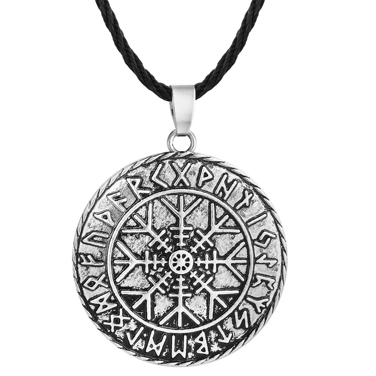 Silver-Plated Compass Pendant Necklace