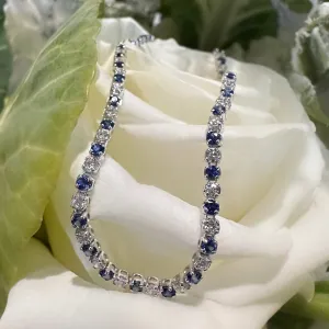 Simon G Sapphire & Diamond 14K White Gold Tennis Bracelet LB2044