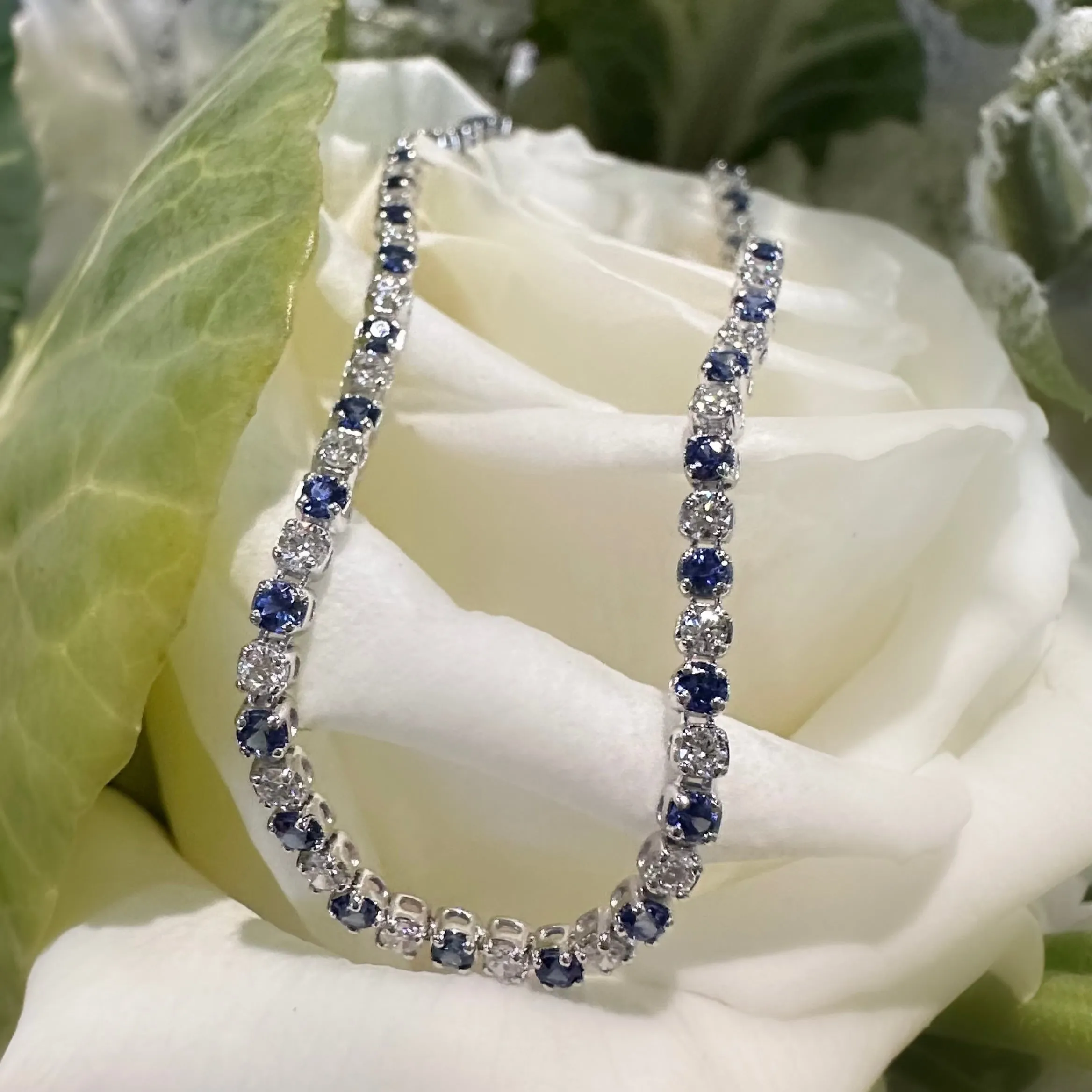Simon G Sapphire & Diamond 14K White Gold Tennis Bracelet LB2044