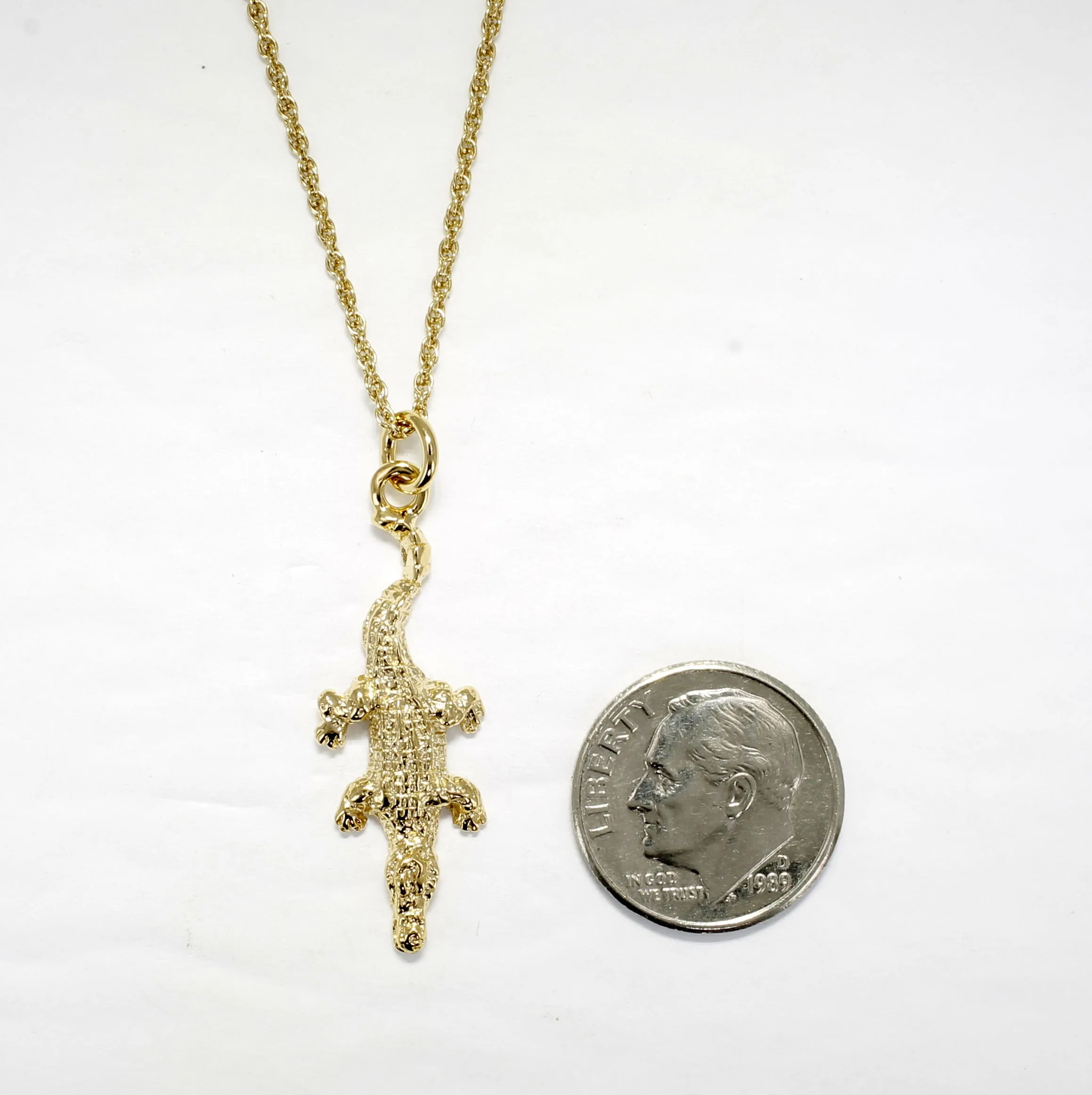 Small Alligator Necklace in 14kt Yellow Gold Vermeil