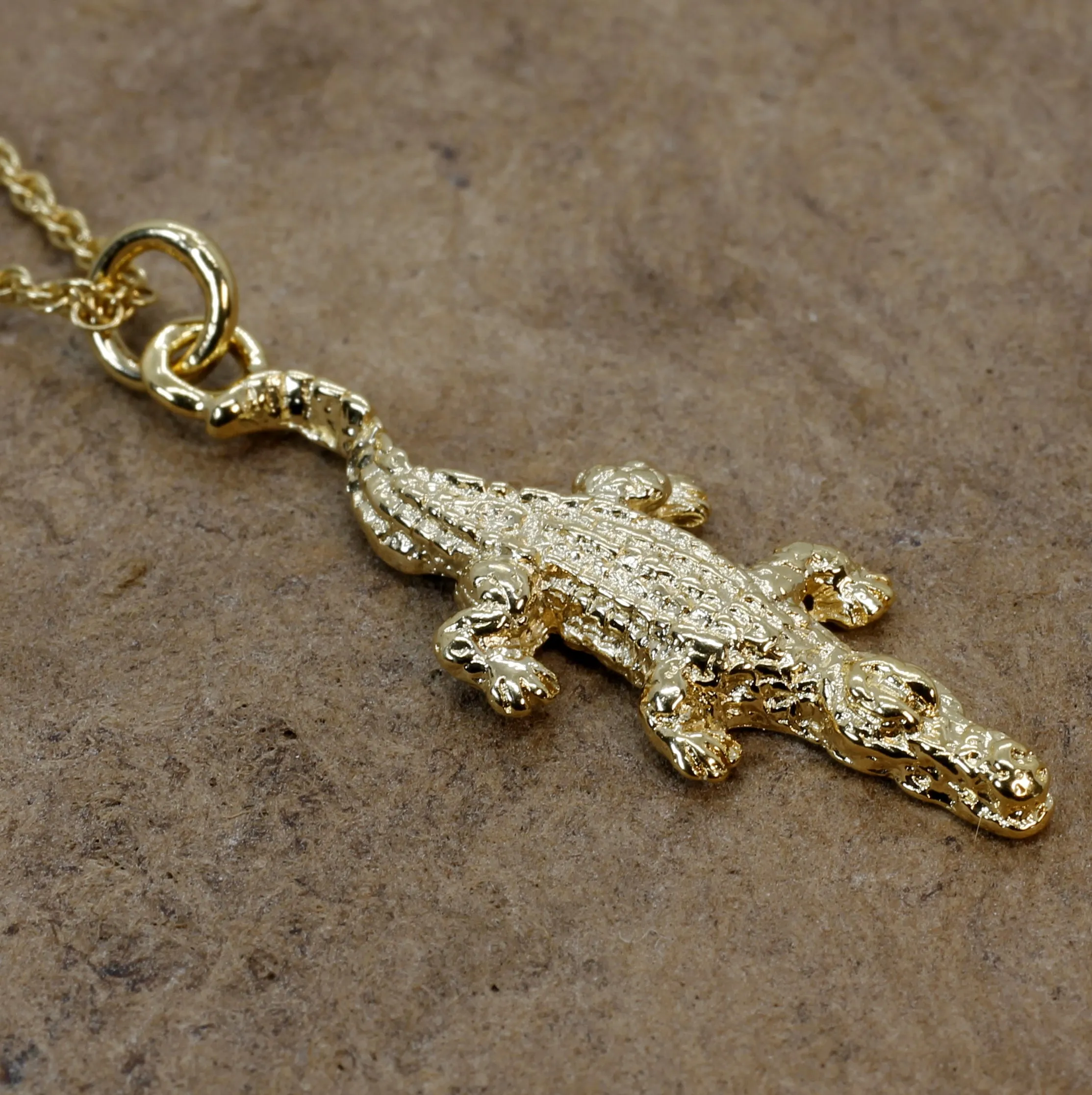 Small Alligator Necklace in 14kt Yellow Gold Vermeil