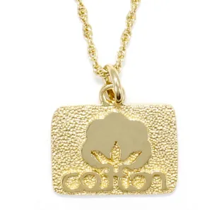 Small Gold Cotton Inc Necklace with Seal of Cotton Logo